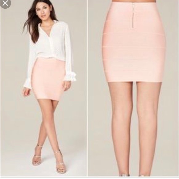 bebe Dresses & Skirts - Bebe Misty Blush Pink Bandage Body con Skirt